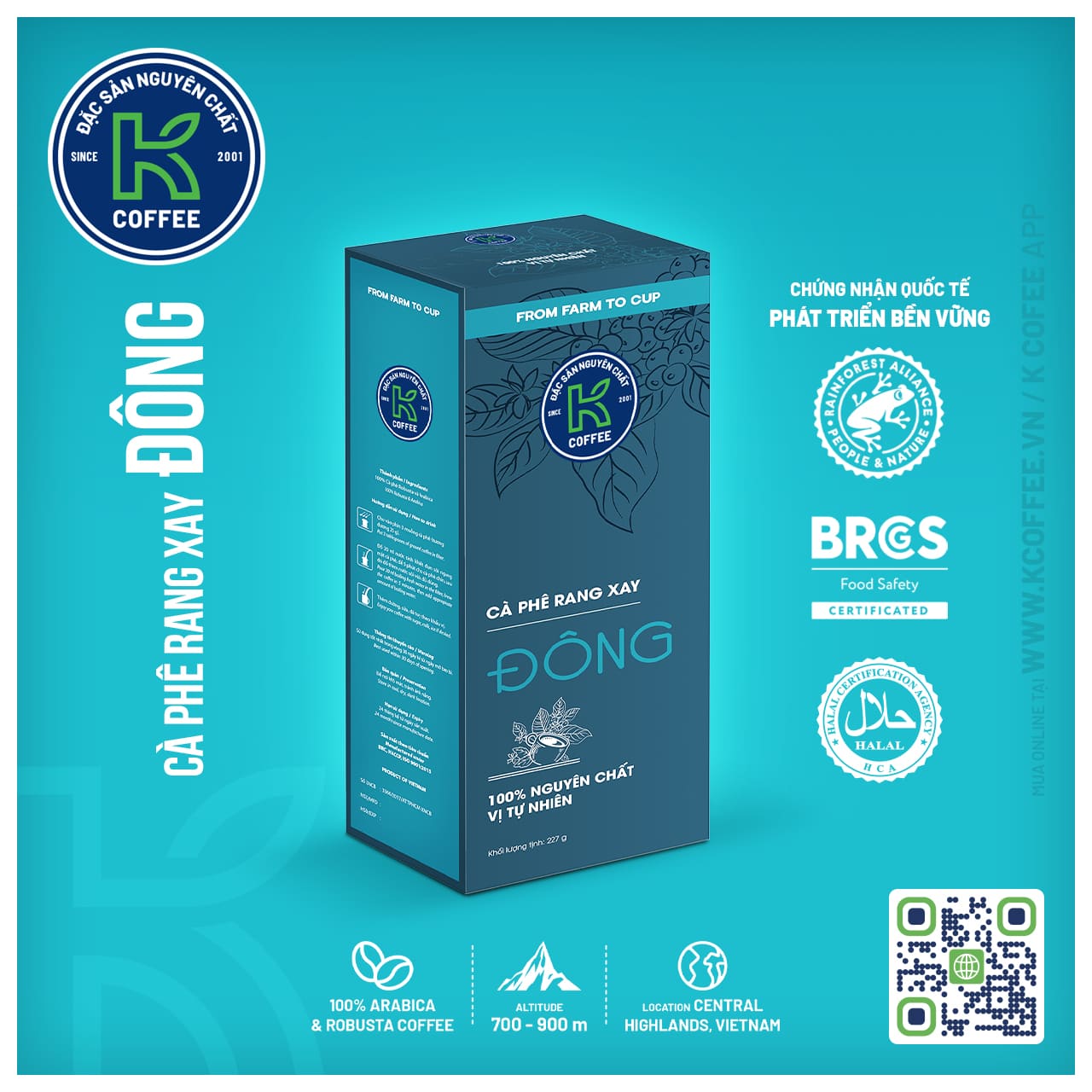 CÀ PHÊ K ĐÔNG 454 G - CÀ PHÊ NGUYÊN CHẤT
