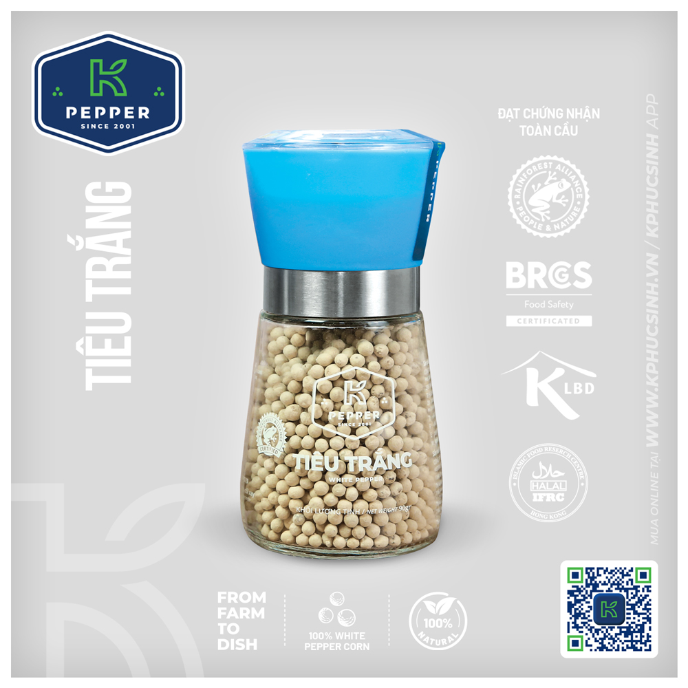 TIÊU TRẮNG K PEPPER 90 G + CỐI XAY TIÊU