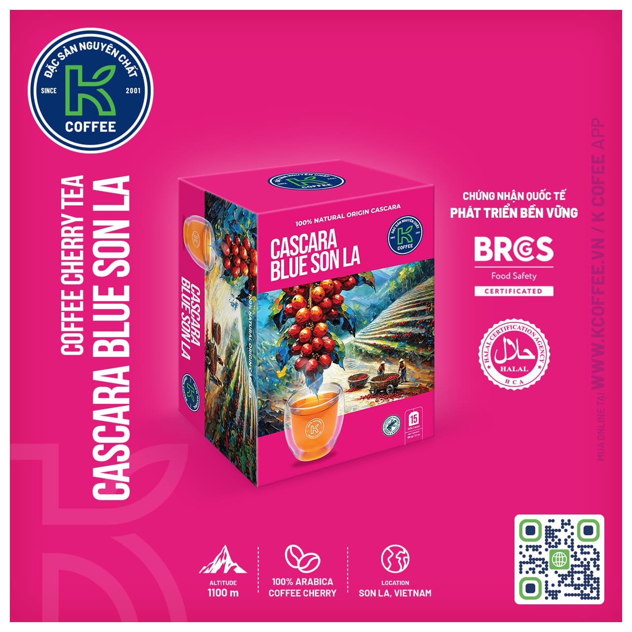 TRÀ CASCARA BLUE SƠN LA - 67.5 G (HỘP GIẤY)