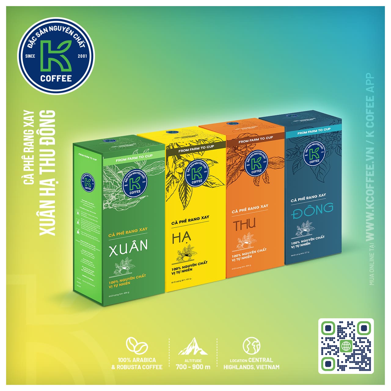 COMBO CÀ PHÊ XUÂN HẠ THU ĐÔNG 454G