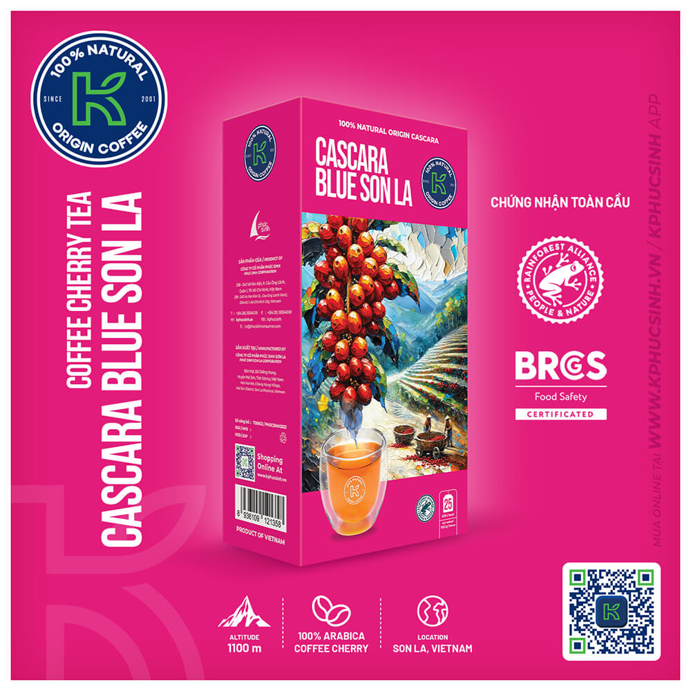 HỘP TRÀ CASCARA BLUE SƠN LA CAO CẤP - 112.5G (CÓ HỘP QUÀ ĐI KÈM)