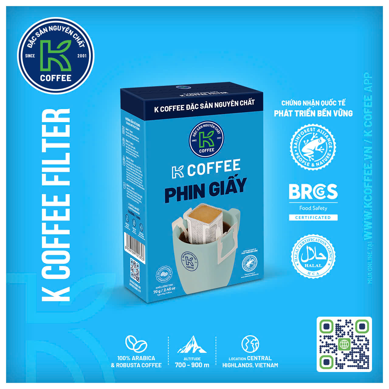 CÀ PHÊ K COFFEE FILTER 70