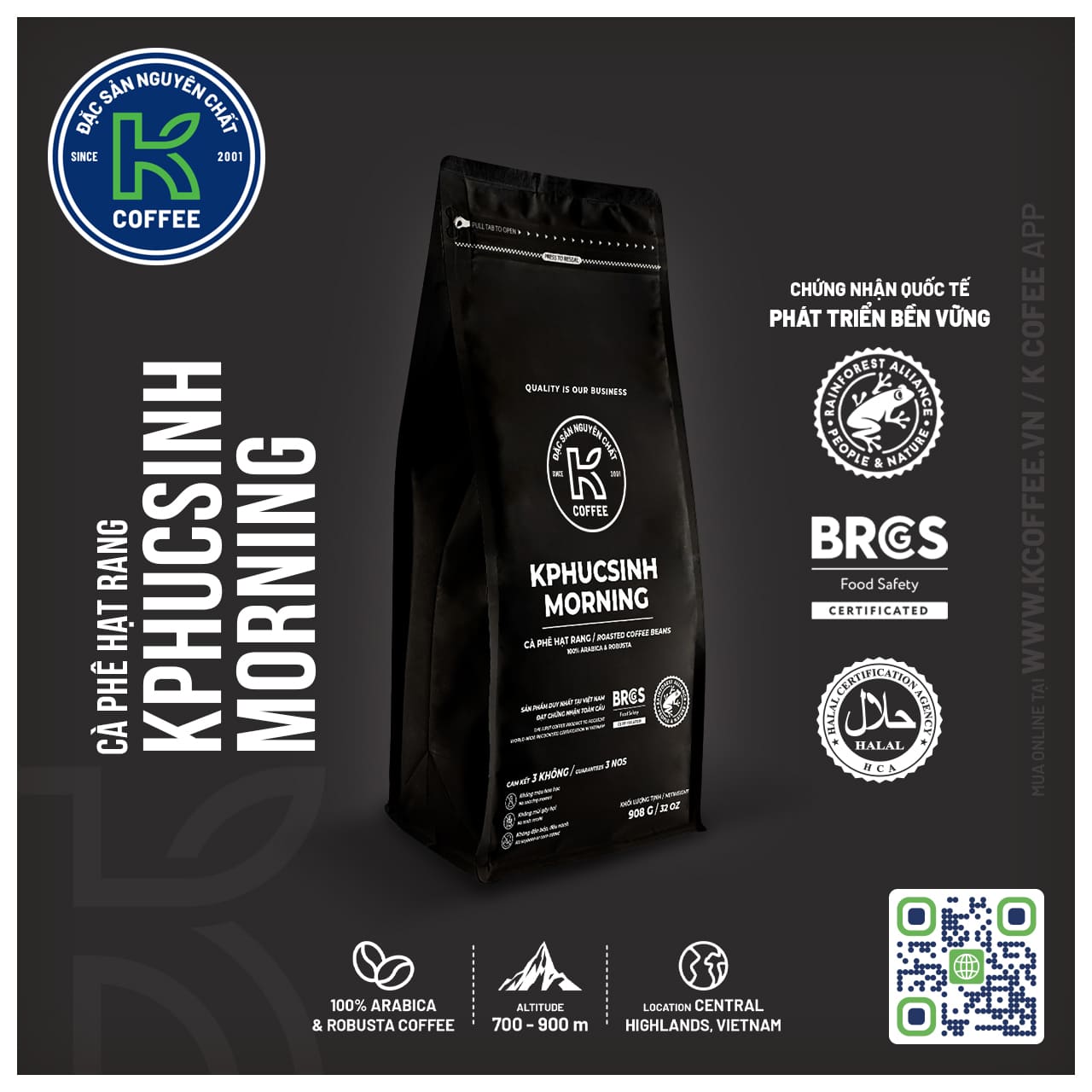 CÀ PHÊ HẠT K PHUCSINH MORNING 908