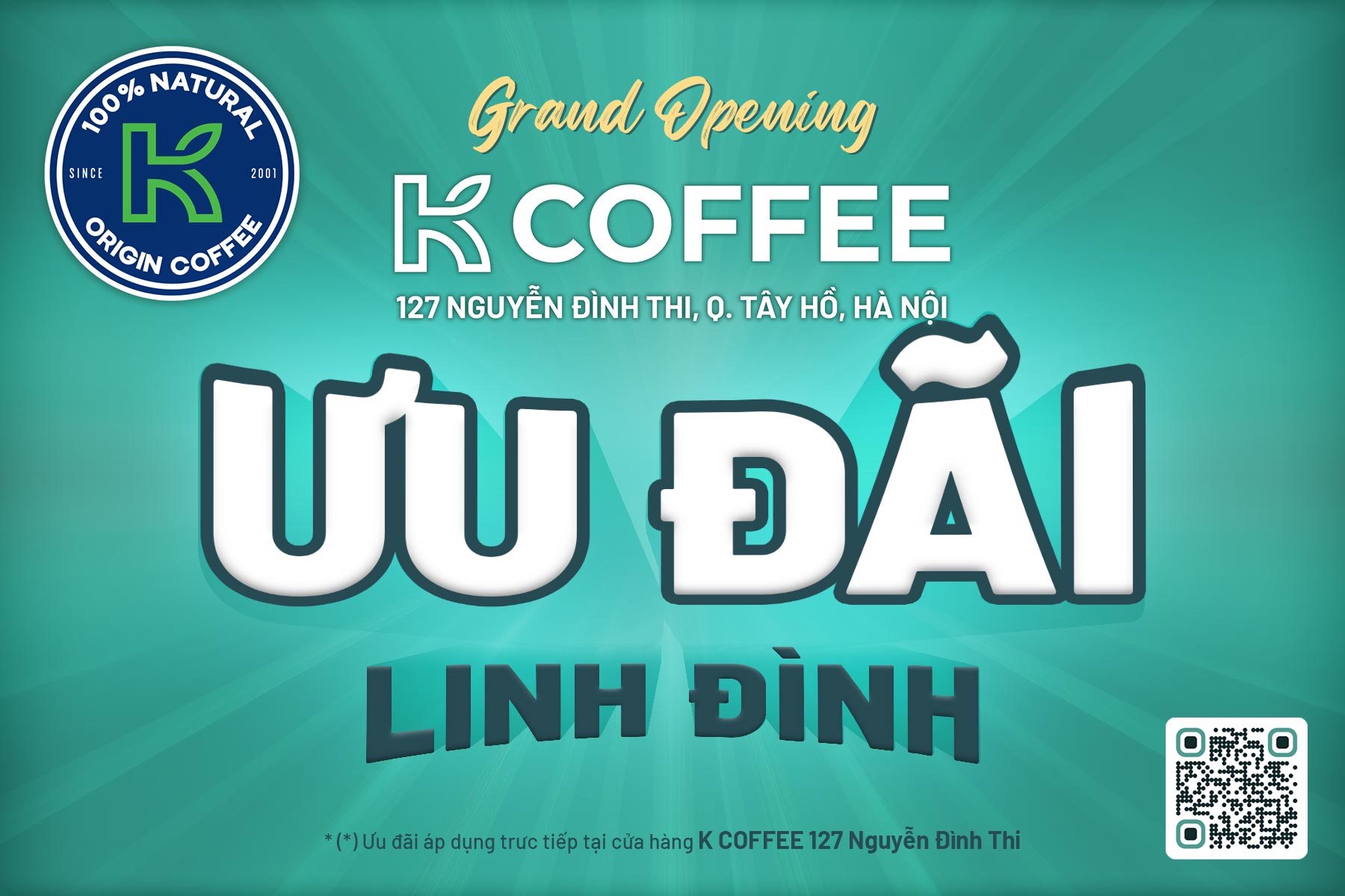 K COFFEE 127 NGUYỄN ĐÌNH THI (HÀ NỘI) KHAI TRƯƠNG, VÔ VÀN ƯU ĐÃI CHO THỦ ĐÔ