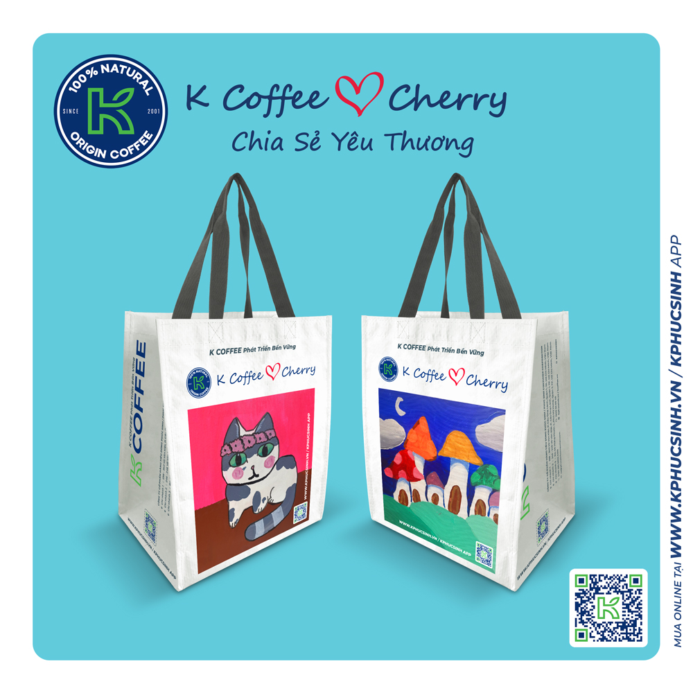 "LÂU ĐÀI NẤM" K COFFEE ♥️ CHERRY TÚI PP DỆT