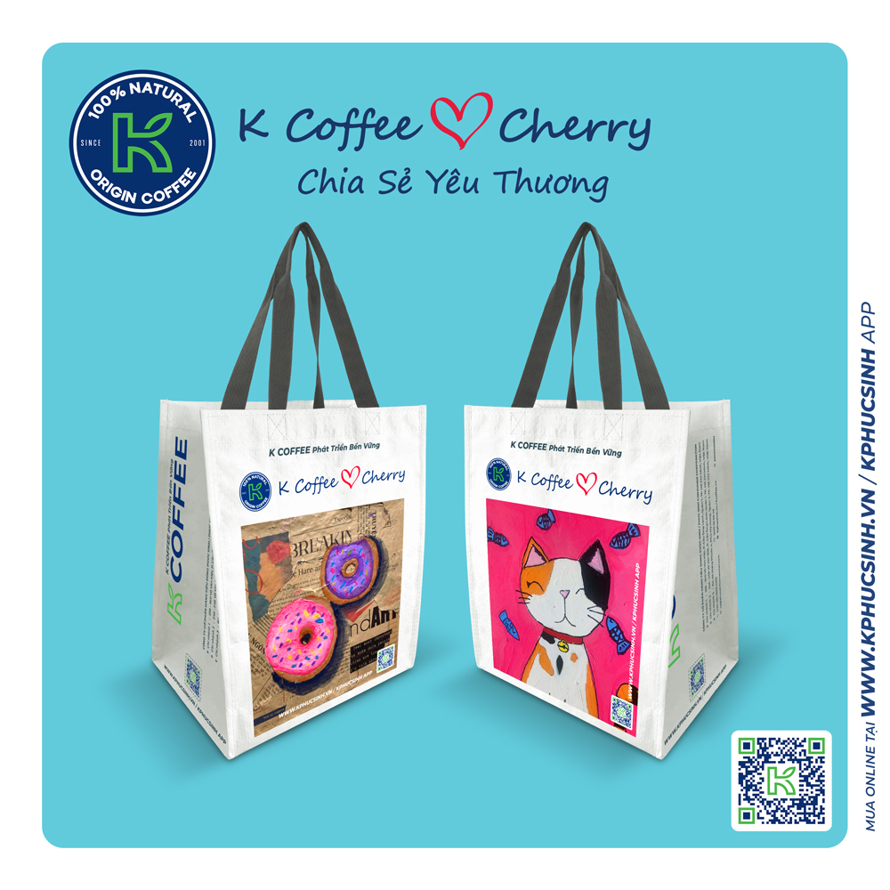 "DONUTS" K COFFEE ♥️ CHERRY TÚI PP DỆT