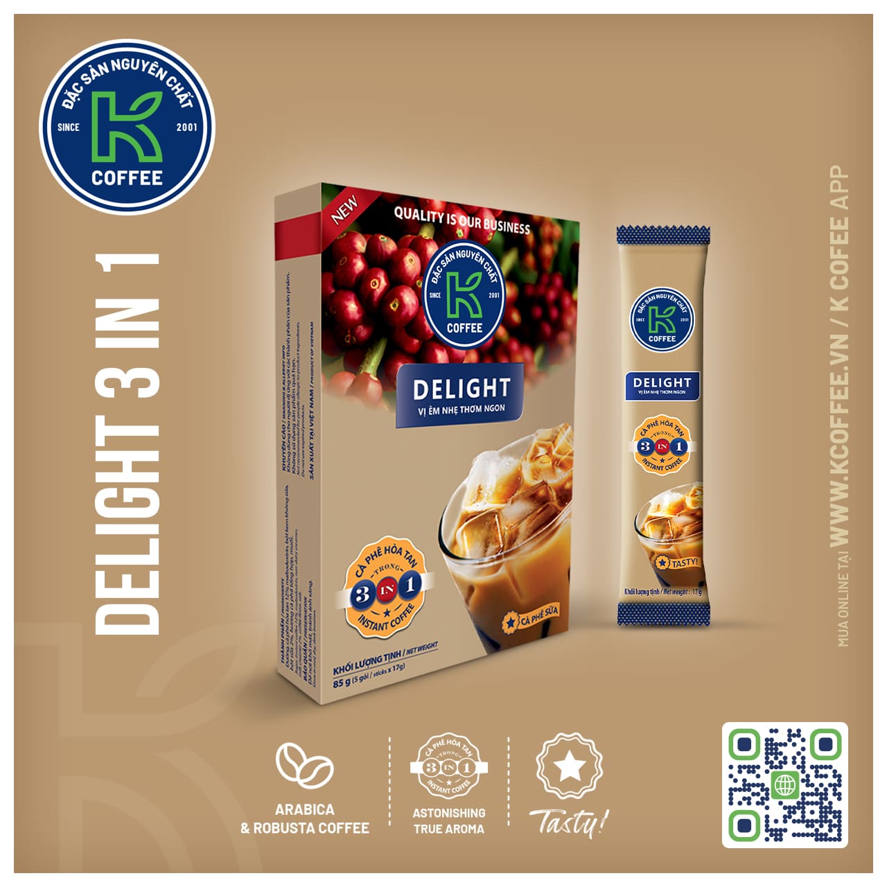 CÀ PHÊ K DELIGHT 3 IN 1 - 85 G