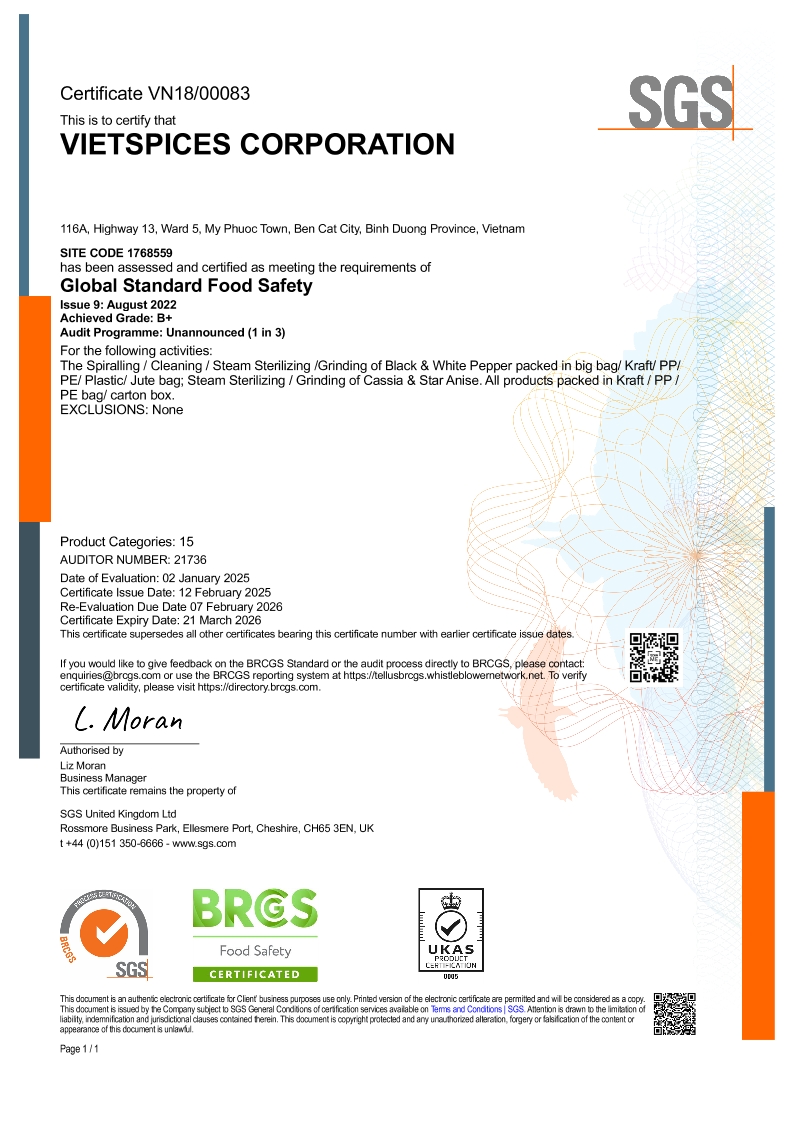 11. BRCGS - Vietspices Corp.