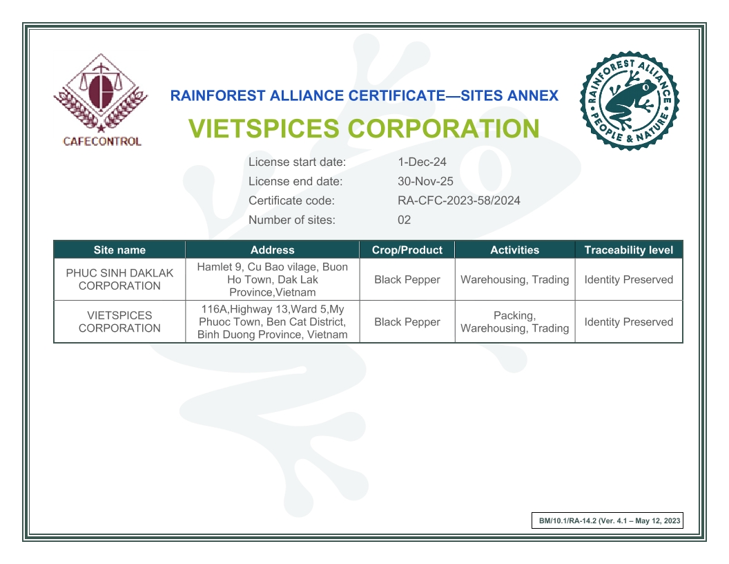 15. VIETSPICES Corp  Site RA