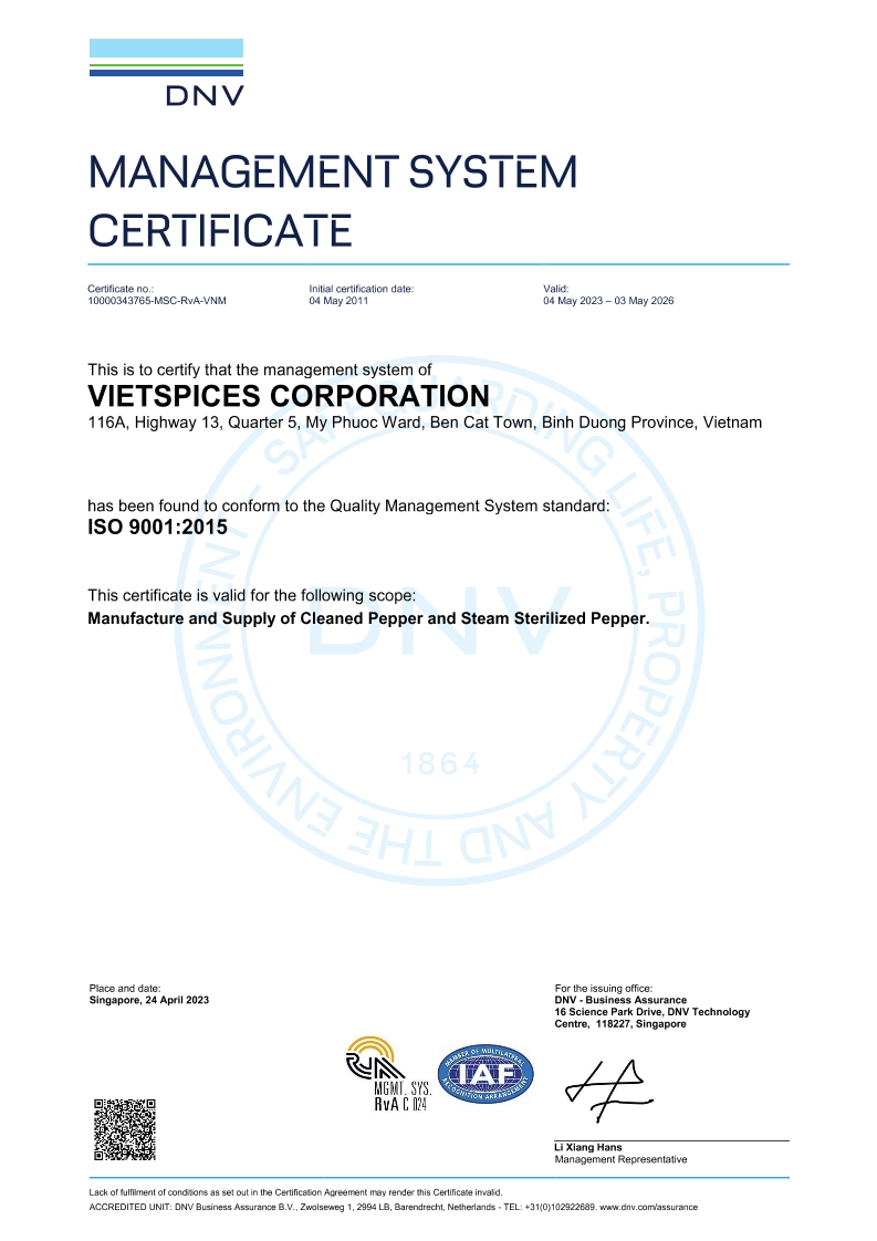 16. ISO 9001- Vietspices Corp.