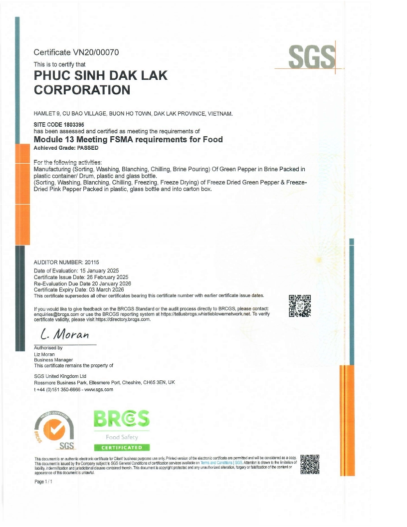 22. FSMA PHUC SINH DAK LAK