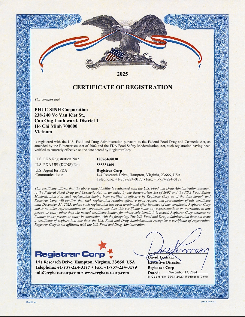 8. FDA PHUC SINH CORP